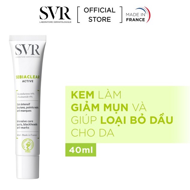 Kem Làm Giảm Mụn Và Giúp Loại Bỏ Dầu SVR SEBIACLEAR Active 40ml