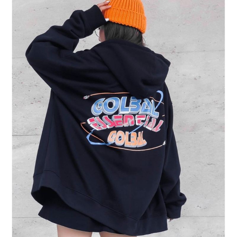 Áo khoác hoodie form rộng phối dây kéo GLOBAL ulzzang ( ảnh thật )