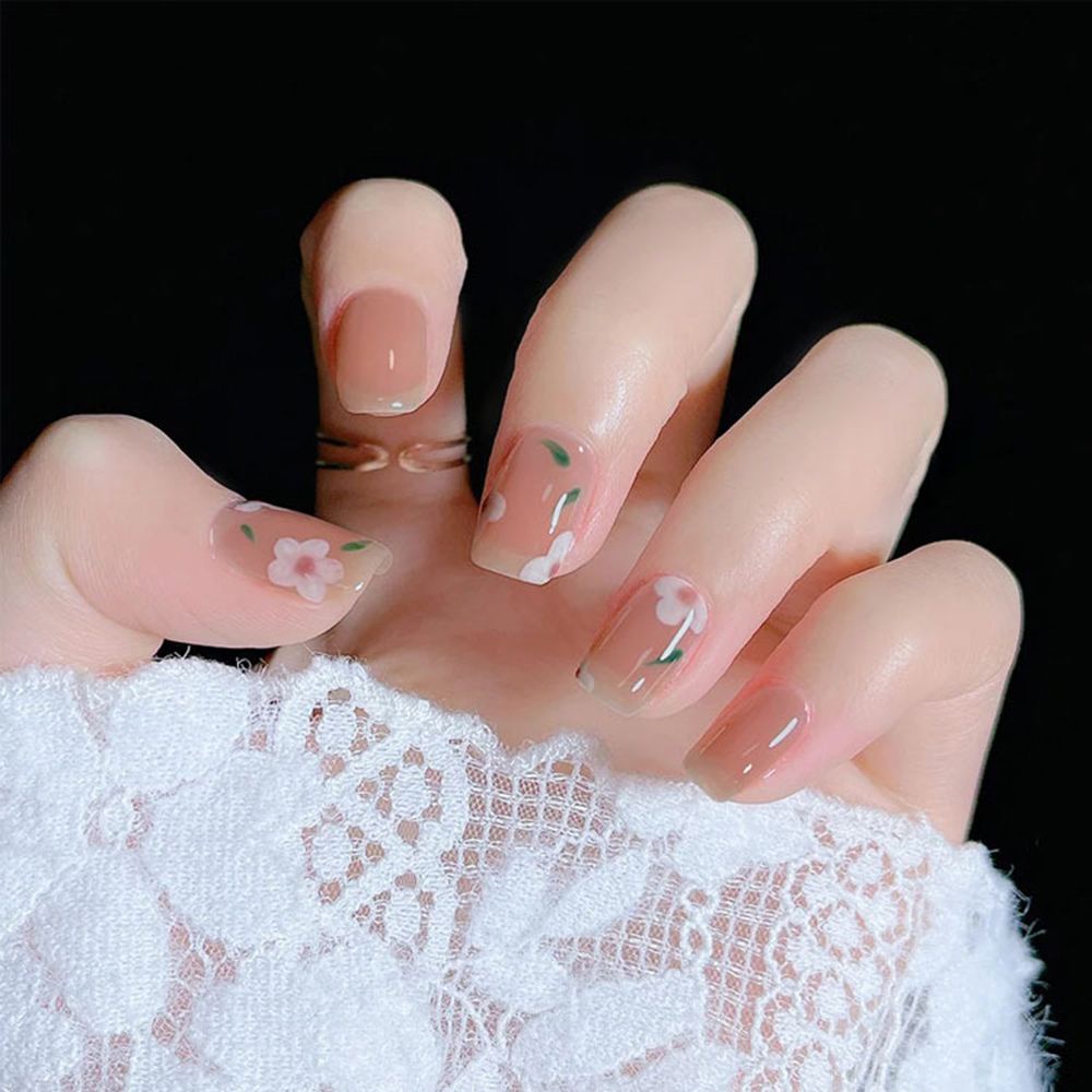 [Hàng mới về] Bộ 24 móng tay giả dáng vuông có thể tháo rời cho nữ