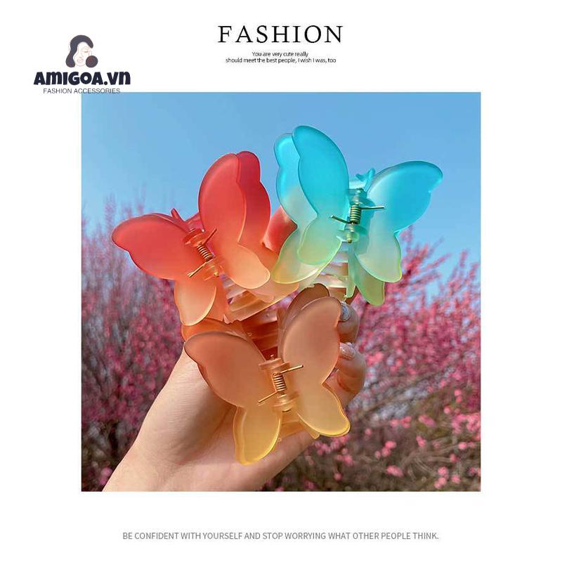 Kẹp Tóc Hình Bướm Hai Lớp Màu Sắc Gradient Dành Cho Nữ