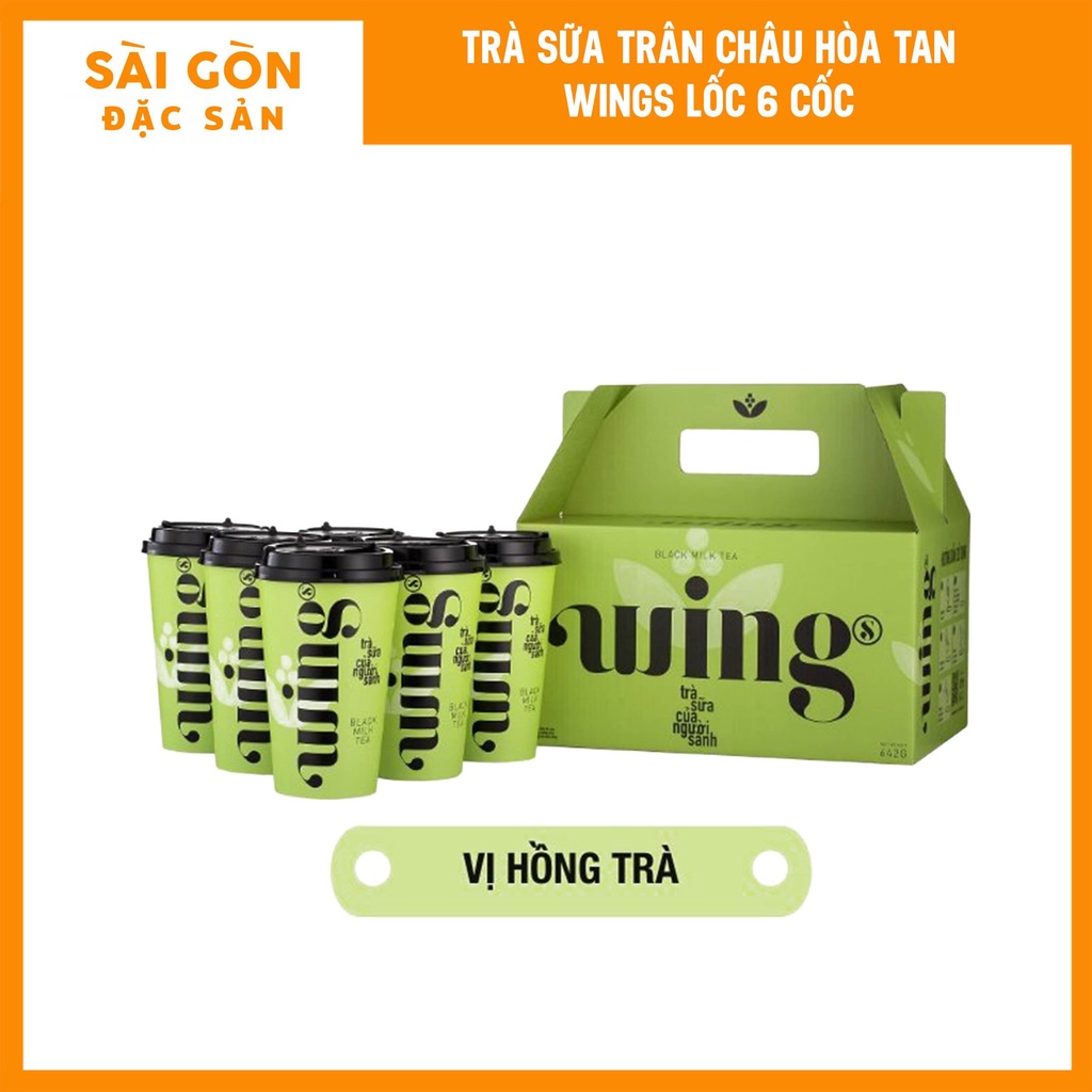 Trà Sữa Wings Tự Pha Hộp 6 Ly Trà Sữa Trân Châu Hồng Trà và Trà Sữa Wings Nhài Sài Gòn Đặc Sản