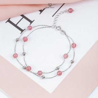 Lắc Tay Bạc Blue Peach Đá màu LT409