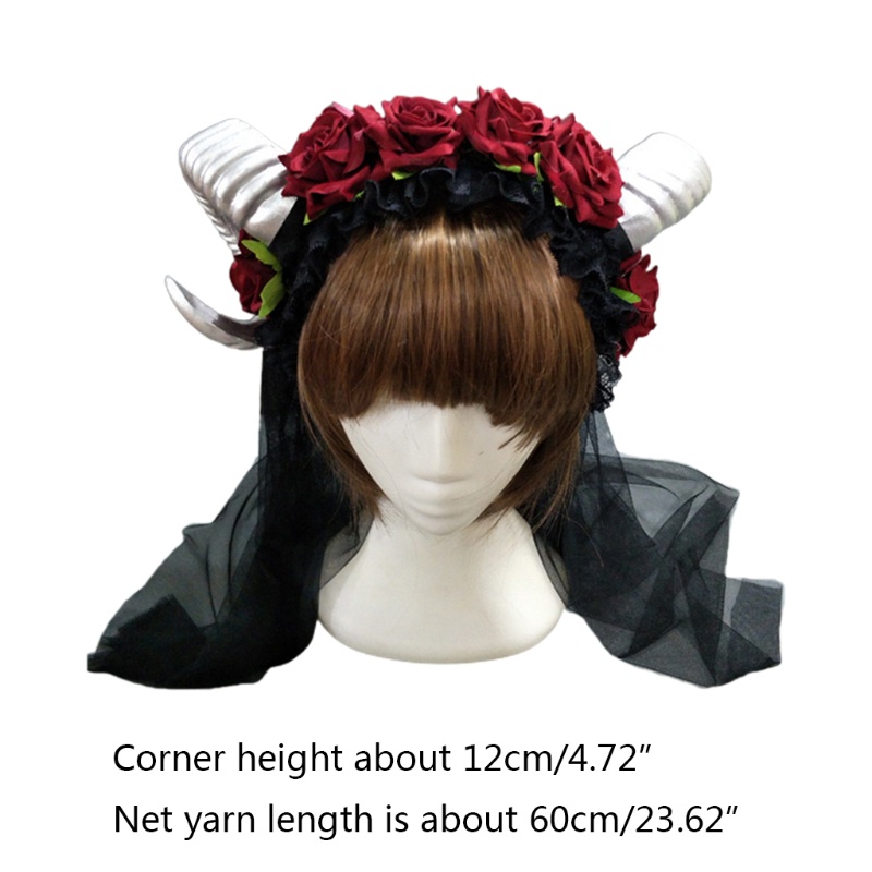 Băng Đô Cài Tóc Hình Sừng Cừu Đính Hoa Cho Bé Gái