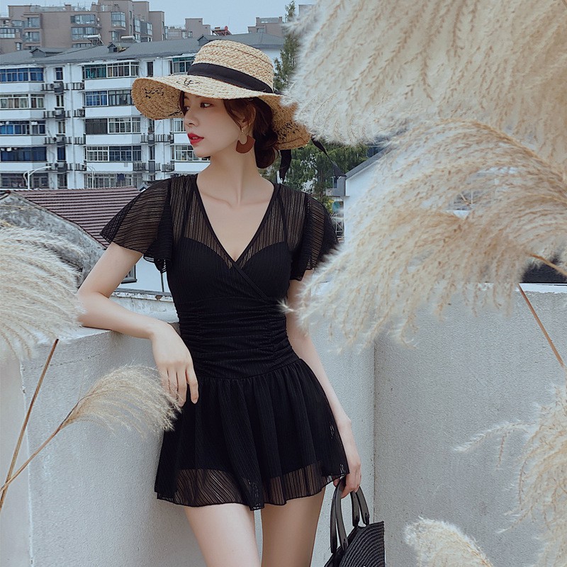 Đồ bơi Liền ren đen cộc tay ( Mã : Y2070 ) | BigBuy360 - bigbuy360.vn