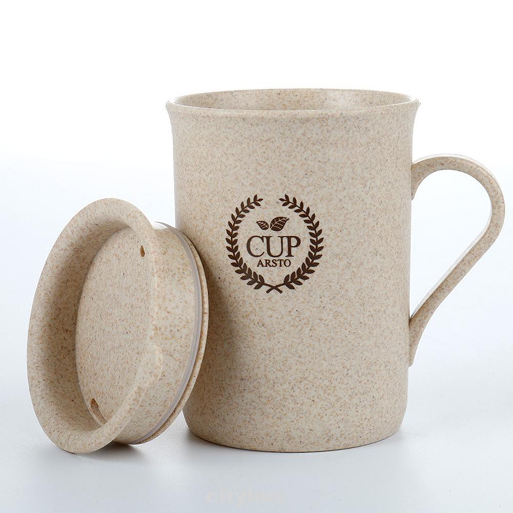 320ml Cup Coffee Tea Wheat Straw Lid Drinking Home Office Mug Travel Reusable Eco-friendly