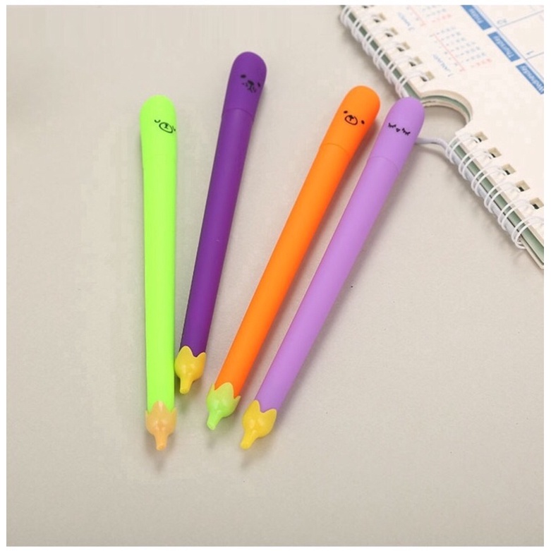 Bút nước pilu sáng tạo hình cà tím cute dễ thương viết mực đen 0,5mm cho học sinh