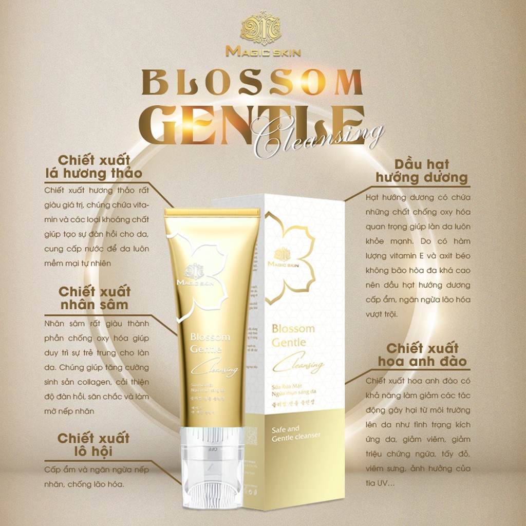 Sữa rửa mặt dịu nhẹ MAGIC SKIN  Blossom Gentle Cleansing  NGỪA MỤN SÁNG DA ✔ CHÍNH HÃNG