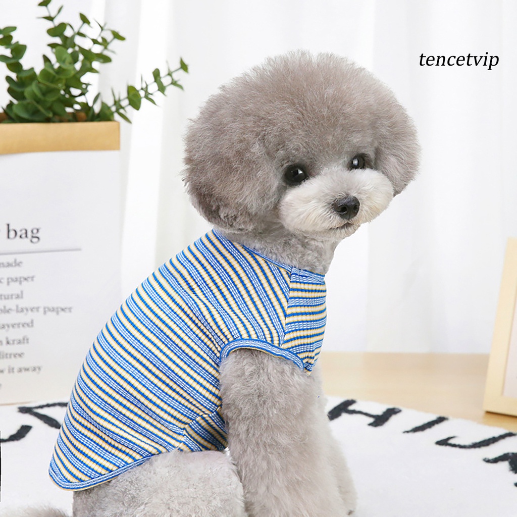 Áo Cotton Cổ Tròn Họa Tiết Sọc Nhiều Màu Sắc Dành Cho Thú Cưng