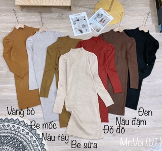 Váy Len Tay Bồng cổ 3 phân quảng châu