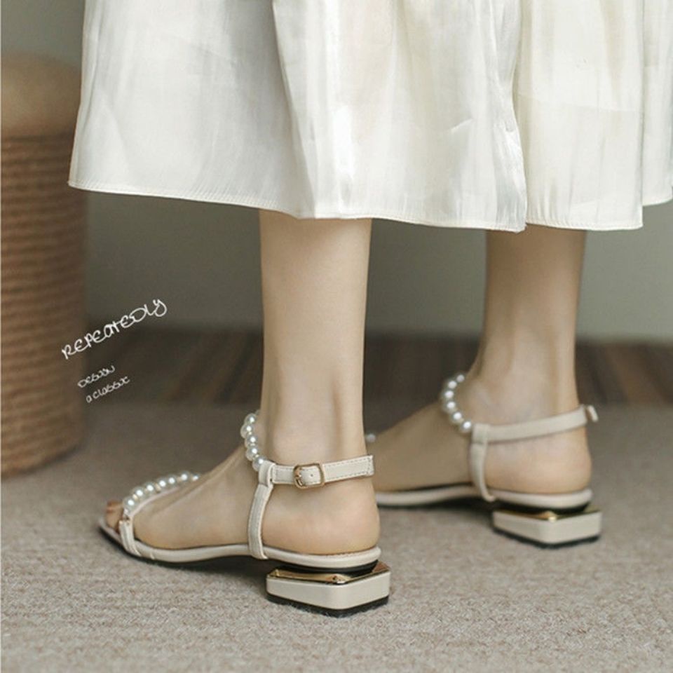 Sandal Cao gót Nữ Đế Thấp 3-4p Phân Mũi Vuông Quai Ngang cg-0607