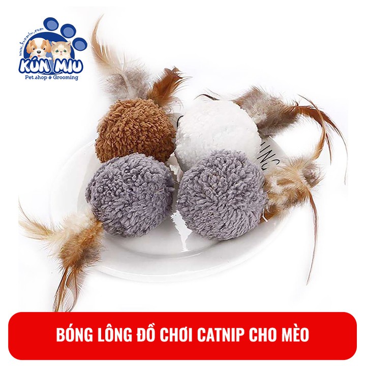 Bóng lông catnip đồ chơi cho mèo Kún Miu giúp mèo thư giãn