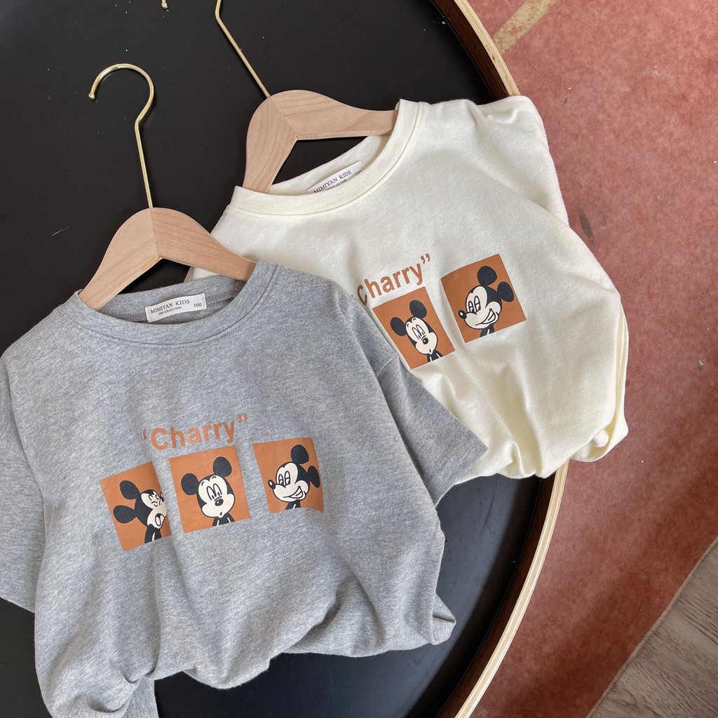 [A118] Áo phông xám Charry Mickey sz 80-140