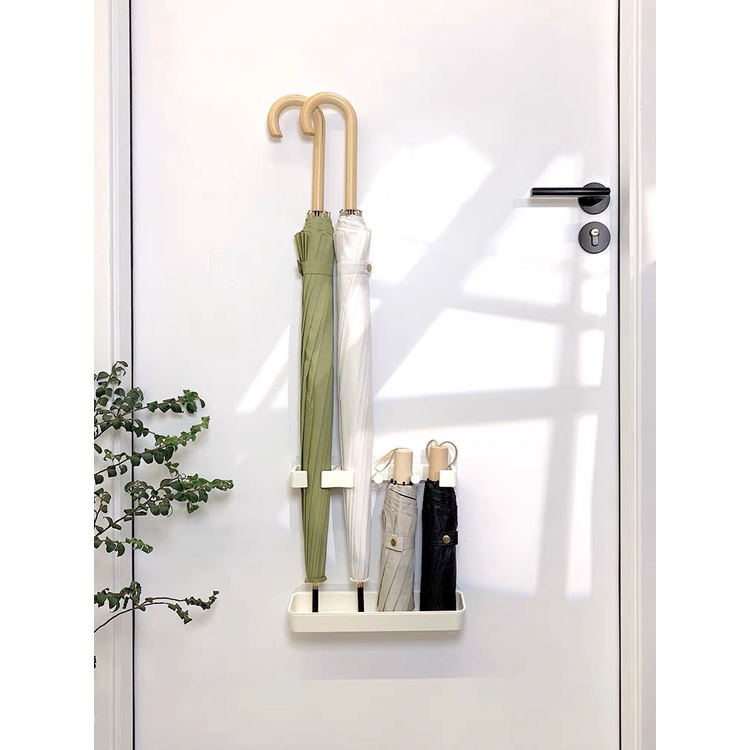 Giá treo ô, dù gắn tường có khay hứng nước tiện lợi phong cách Nhật Bản