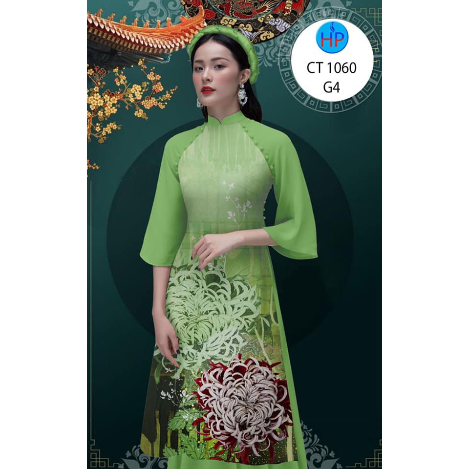 Vải áo dài in 3D họa tiết hoa cúc xinh xắn, chất lụa đẹp, hình thật NEW