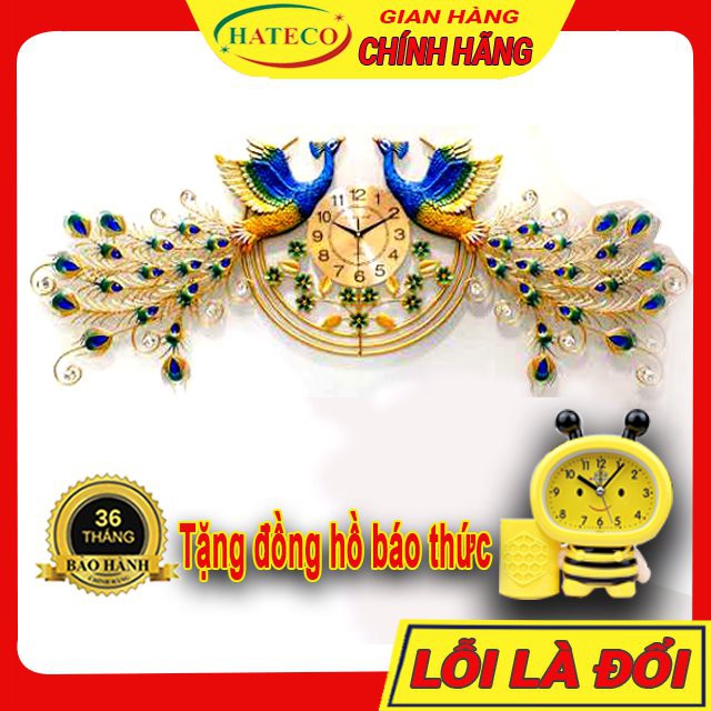 Đồng Hồ Treo Tường Trang Trí Phòng Khách Hình Con Công Chính Hãng Bảo Hành 36 Tháng