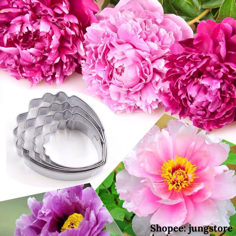 Khuôn cắt tạo hình cánh hoa hồng, hoa sen, hoa mẫu đơn, hoa cẩm chướng, hoa tuylip, hoa bìm bìm trang trí bánh