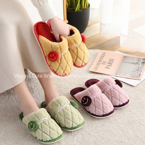 Dép bông dứa mặt cười nam nữ đi trong nhà, văn phòng Warm&amp;Cute DA18