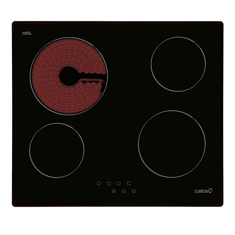 Bếp điện Cata T 604-A - Bếp hồng ngoại 4 vùng nấu, Kính Schott Ceran, Đen, 590x520mm