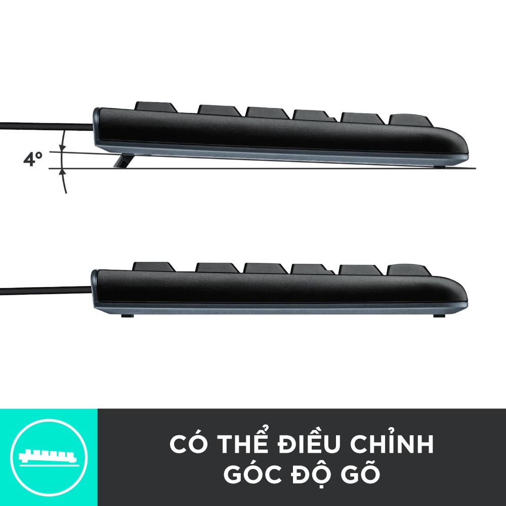 Bàn phím có dây Logitech K120 Bền bỉ, chống tràn, kích thước đầy đủ có phím số