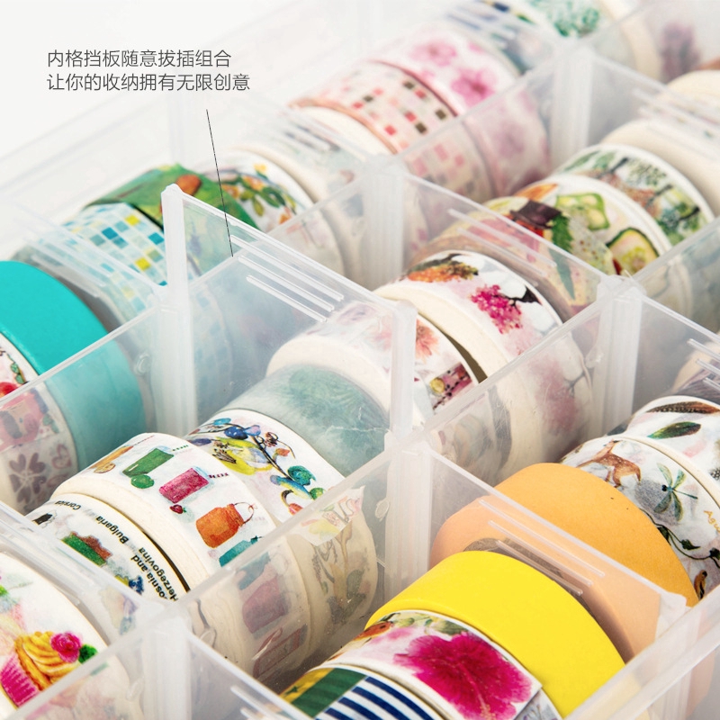 Hộp nhựa 15 ô đựng cuộn băng dính washi