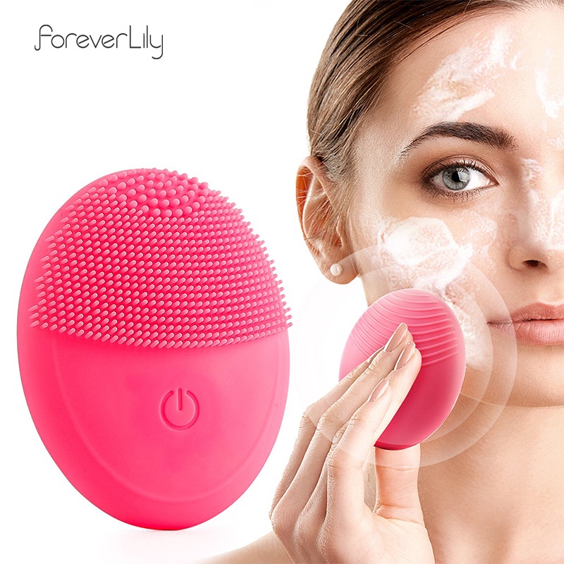 Foreverlily Máy rửa mặt than tre silicon rung sóng siêu âm bề mặt, sạc không dây công nghệ từ Pháp