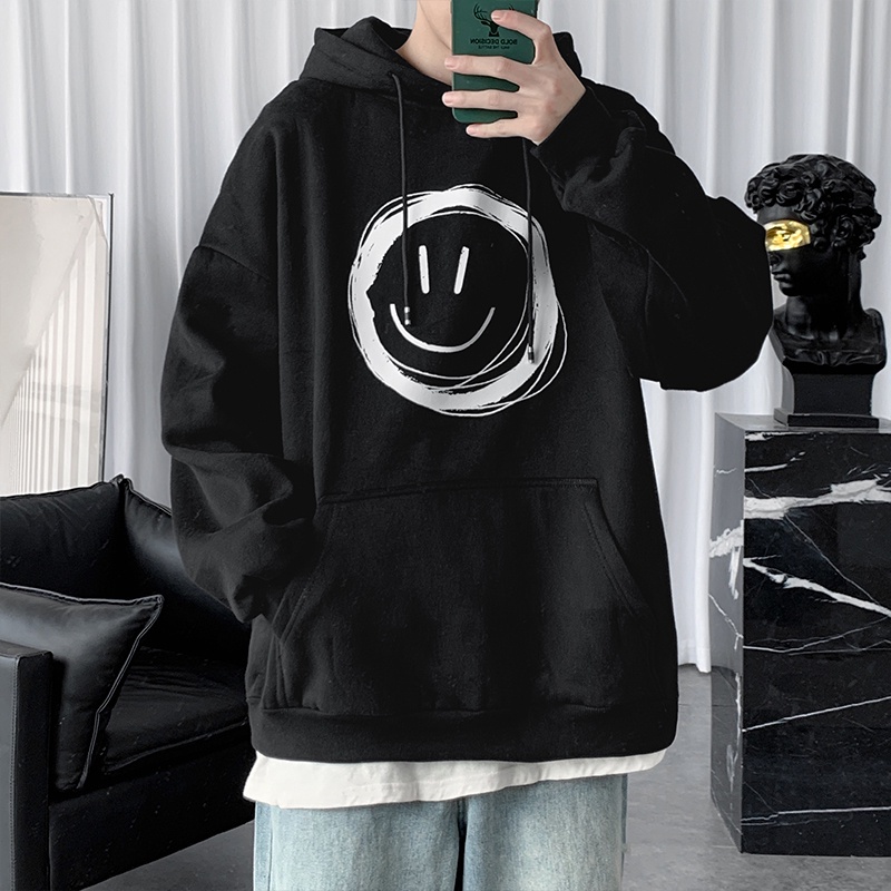 Áo hoodie tay dài vai xệ size lớn dáng rộng M-5XL phong cách sinh viên đại học Nhật Bản Hồng Kông đơn giản cho nam | BigBuy360 - bigbuy360.vn