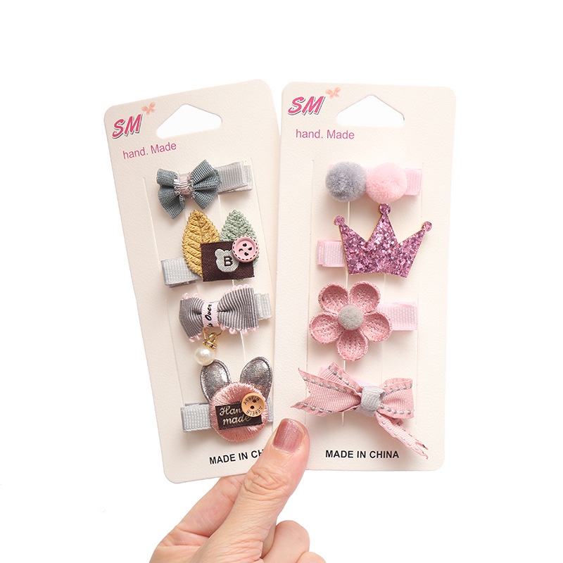 Set 4 Kẹp Tóc Hình Vương Miện / Hoa / Ngôi Sao Dễ Thương Cho Bé Gái