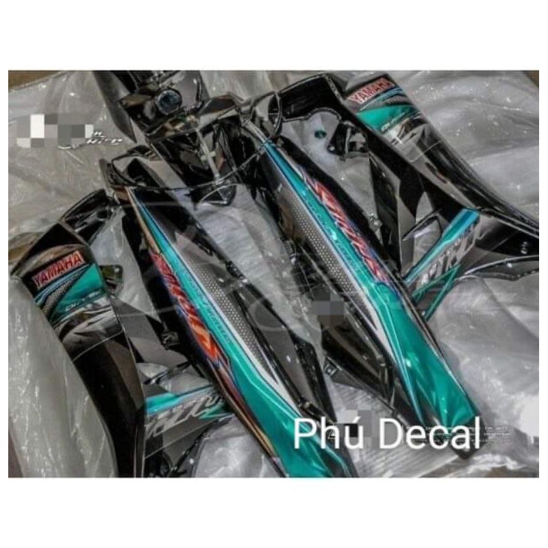 Tem Candy xe Sirius đen phối xanh ngọc lục bảo rời