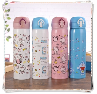 Bình Nước Giữ Nhiệt Cao Cấp 500Ml Bằng Thép Không Gỉ 304 Hình Hello Kitty Đáng Yêu