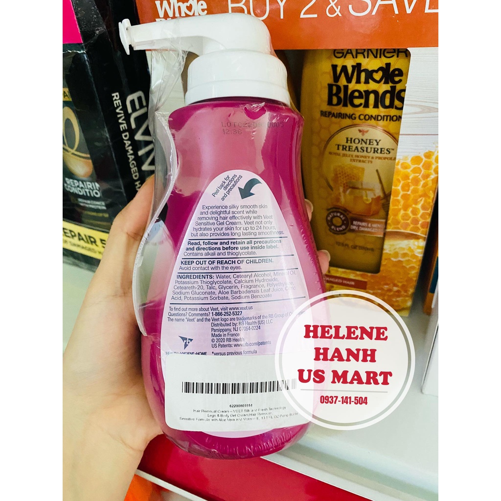 Kem tẩy lông Veet Gel Cream Hair Remover Legs & Body 400ml