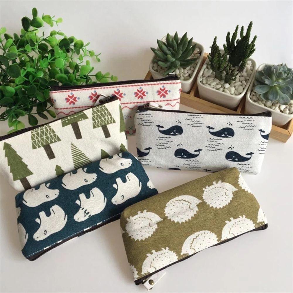 Túi Đựng Bút Bằng Vải Canvas Thiết Kế Đơn Giản Xinh Xắn Ốp