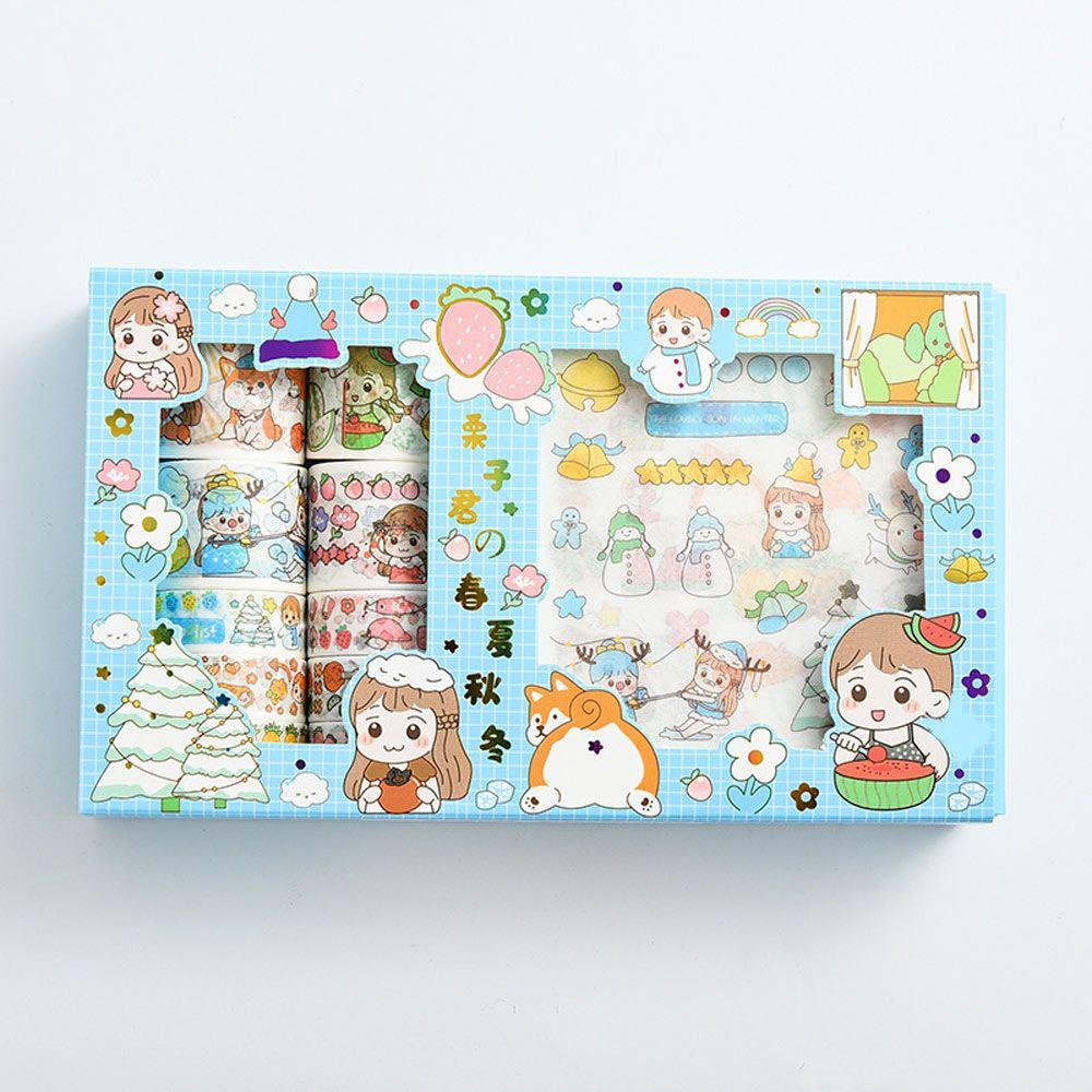 Bộ Sticker Dán Sổ Tay Kích Thước 10 * 10 cm Trang Trí Dễ Thương Cho Bé Gái