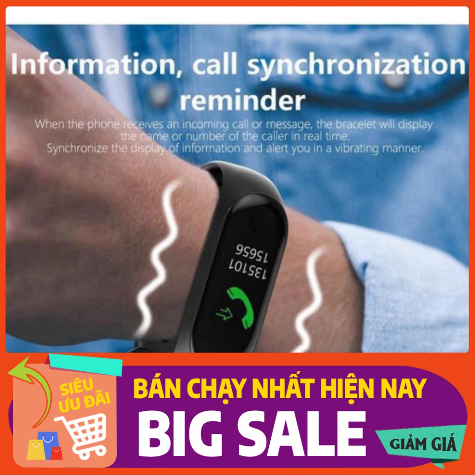 [FREE SHIP] 💥BẢO HÀNH 1 NĂM💥 Vòng Tay Đồng Hồ Thông Minh Band M3 CHÍNH HÃNG - Đồng hồ theo dõi sức khỏe, Chống Nước💥S