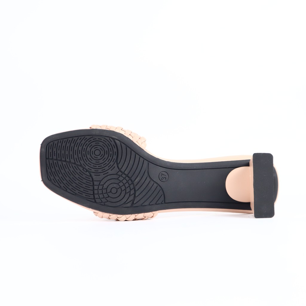 Guốc nữ quai ngang cao cấp quai đan bím hot trend gót độc lạ cao 5cm mang đi làm đi chơi Cillie 1177
