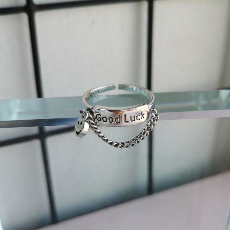 Nhẫn phối mặt hình mặt cười thiết kế cá tính phong cách Hàn quốc thời trang