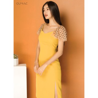 Đầm body tay phối bi gumac ms07901_vang