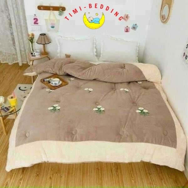Chăn lông thỏ hoa cúc dày cao cáp chính hãng nhập khẩu kích thước 200 x 230 cm, nặng 4,5 kg - Timibedding