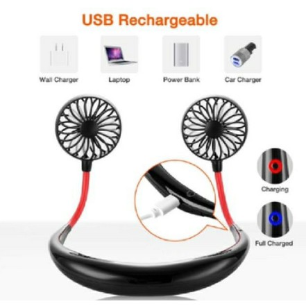 Quạt tích điện mini đeo Cổ tích điện siêu hót 2020