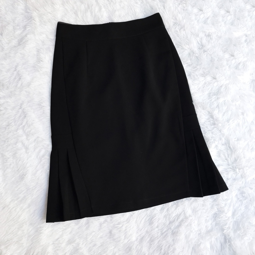 Chân váy midi chữ A tùng xếp ly 2 bên dài 55-60cm sang trọng và thanh lịch