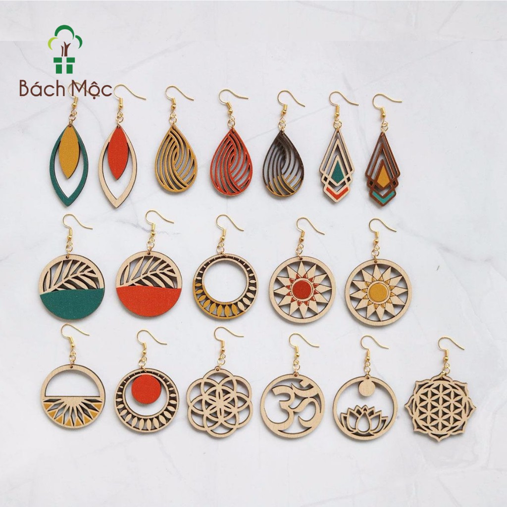 [Mã BMBAU50 giảm 7% đơn 99K] Khuyên Tai Gỗ Vintage Cho Nữ BÁCH MỘC Nhiều Mẫu Thời Trang Phong Cách