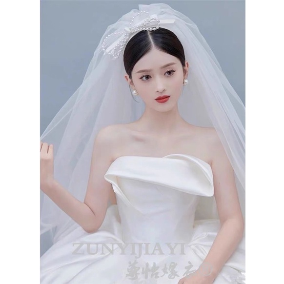 Voan lúp cô dâu nơ ngọc