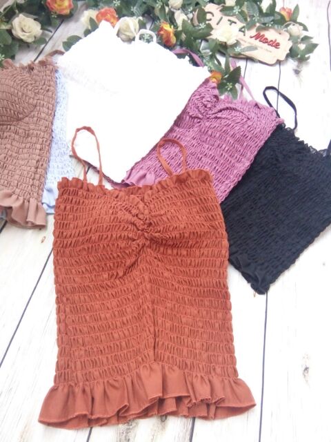 Áo hai dây bánh bèo có sẵn mút ngực nhiều màu HÌNH THẬT - AD129 | BigBuy360 - bigbuy360.vn