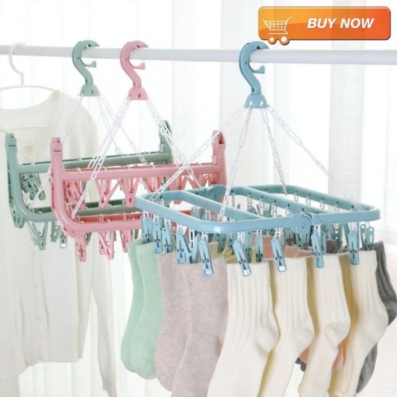 ⚡Gập Gọn⚡Móc Chùm Phơi Quần Áo, Đồ Baby, Tã, Đồ Nhỏ, Quần Lót Nam Nữ 32 Kẹp DDPT.001