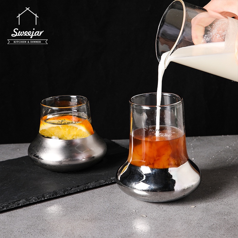 Sweejar Cốc Thủy Tinh Cách Nhiệt Hình UFO Sáng Tạo 350ML/450ML