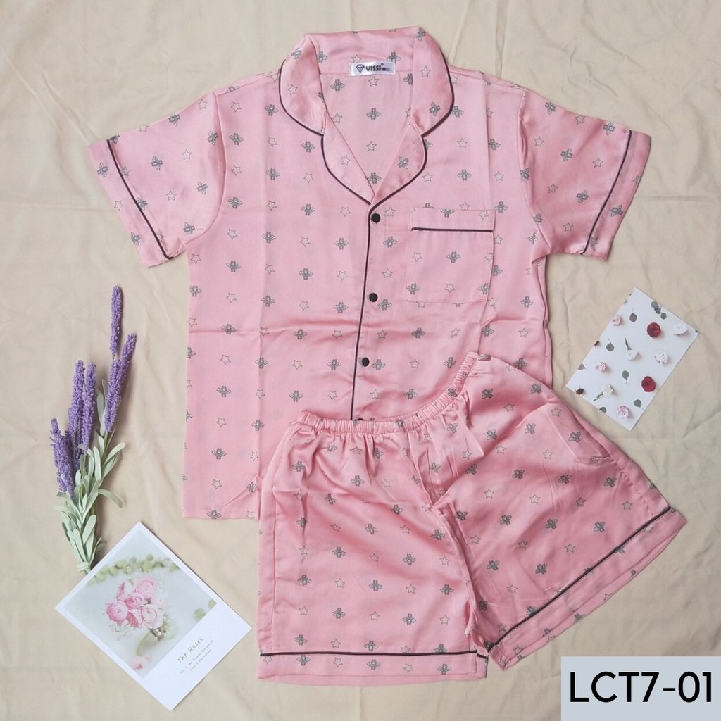 [HÀNG MỚI VỀ] BỘ PIJAMA LỤA SATIN TAY NGẮN QUẦN CỘC