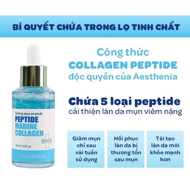 Tinh Chất Xanh Dương Xóa Mụn Aesthenia peptide marine collagen calming aqua ampoule 30ml