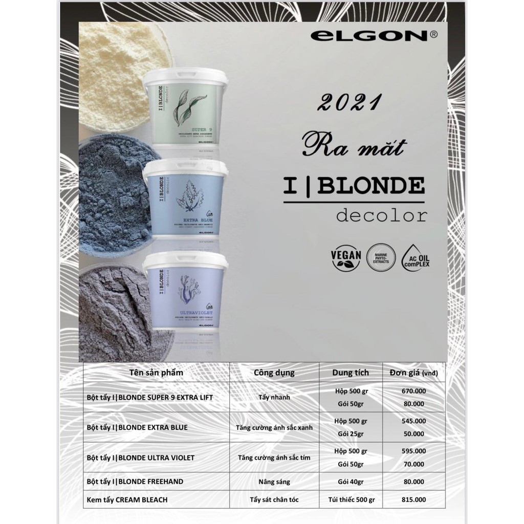 BỘT TẨY TÓC NHANH ELGON BLONDE SUPER 9 EXRA LIFT 50G - 500G