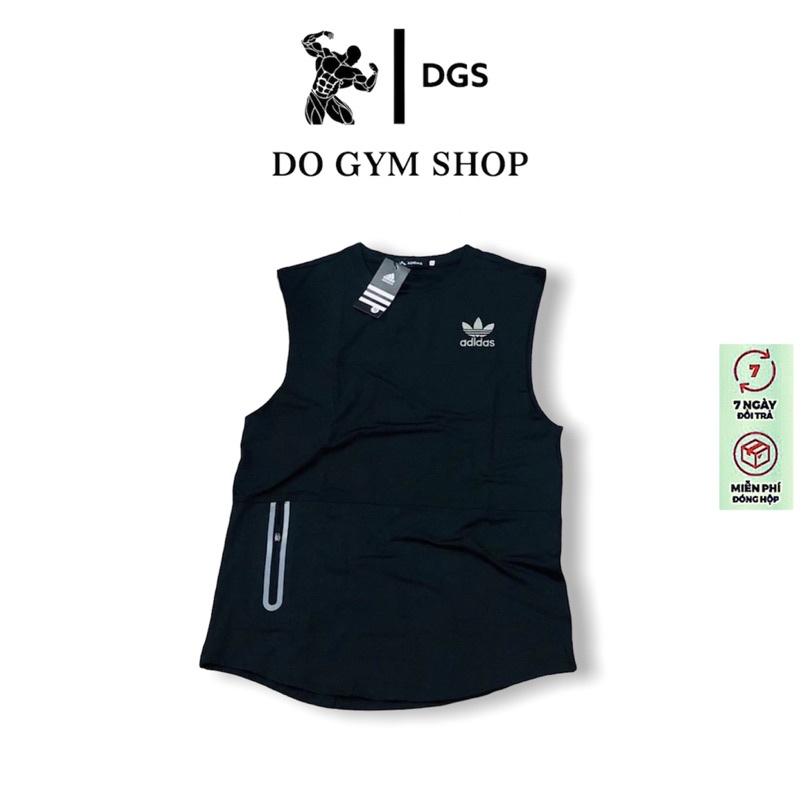 Áo thun tanktop nam thể thao DO GYM SHOP có túi khóa, chất liệu thun lạnh thoáng mát