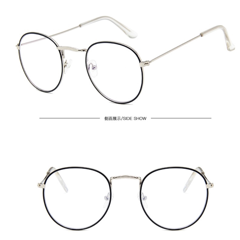 Mắt kính gọng tròn bằng kim loại thời trang cho nam nữ
