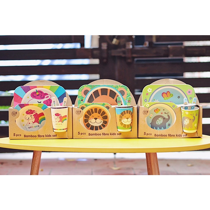 SET ĂN DẶM 5 CHI TIẾT BẰNG SƠI TRE CHO BÉ